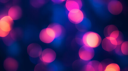 Poster - Abstract dark and smoky background with vibrant pink and blue bokeh lights