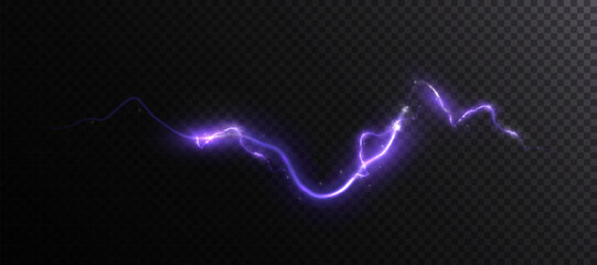 Poster - Realistic lightning effect, thunderstorm, stormy weather, electric discharge. Vector illustration
