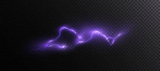 Fototapete - Realistic vector lightning, thunderstorm, stormy weather, electric discharge. Vector illustration