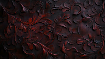 Poster - Rich embossed leather texture with intricate floral patterns for elegant design projects
