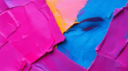 Fototapete - Vibrant felt cutout abstract portrait background for creative design