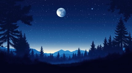 Wall Mural - Woods at Night created with Generative AI Technology, ai, generative