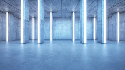 Poster - Modern architectural interior with columns and subtle concrete texture