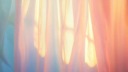 Poster - Soft light streaming through sheer fabric for serene interior design and calming atmosphere