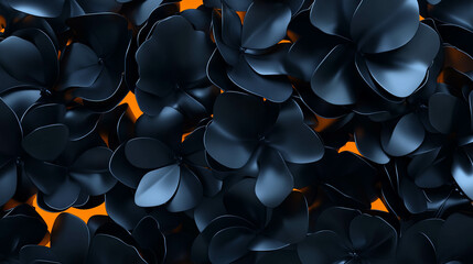 Poster - Abstract design with metal cutout flowers on vibrant background for modern aesthetics