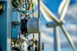© Nico - Close-Up View of Control System on Wind Turbine with Blades in Background Under Clear Sky