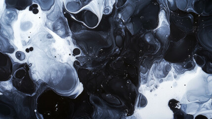 Poster - Abstract background of black and white ink blots for artistic design