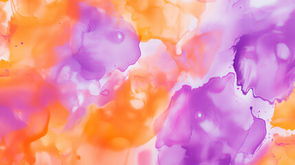 Fototapete - Vibrant abstract background with orange and purple ink blots