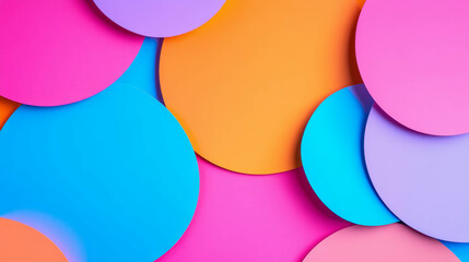 Leinwandbilder - Vibrant abstract background with overlapping paper cutout circles for creative design