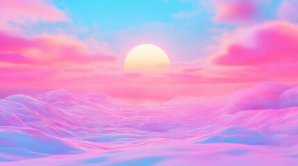 Poster - Tranquil pastel sky with distorted sun at sunset for creative designs
