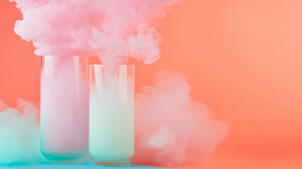 Poster - Pastel colored smoke with ethereal texture for creative design and background use