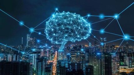 Poster - Neural network cityscape at night
