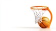 © Stocker - Basketball Hoop with Ball on the Net Isolated on White Background. Generative AI