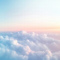 Poster - Cloud formations illuminated by a soft sunrise over the horizon in a tranquil sky. Generative AI