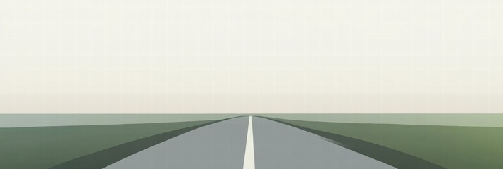 Poster - Expansive Road Stretching Into Horizon Amidst Minimalist Landscape. Generative AI
