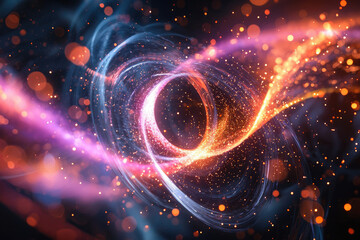 Poster - Abstract swirling cosmic energy with vibrant colors and glittering particles, creating a mesmerizing visual effect.
