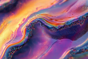 Poster - Abstract iridescent fluid art with vibrant colors and swirling patterns creating a mesmerizing visual experience.