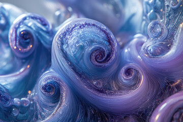 Poster - Abstract swirling blue and purple fluid art, mesmerizing patterns and textures.