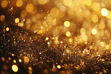 Poster - Golden bokeh lights and sparkles create a luxurious, festive background.