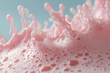 Poster - Close-up of a pink liquid splash, showing texture and bubbles.