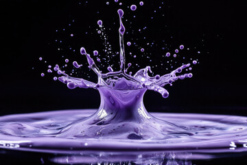 Poster - A mesmerizing purple liquid splash creates a stunning crown-like shape against a stark transparent background.