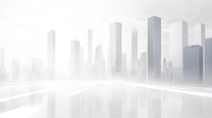 Poster - Empty city street, misty cityscape, urban scene, architectural background, modern city, for presentations, posters, or websites
