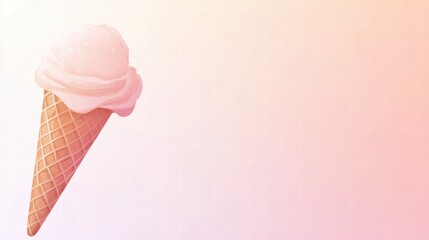 Aufkleber - Delicious ice cream cone against a soft pastel background creating a refreshing summertime feeling. Generative AI