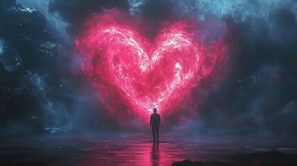 Poster - Heartfelt illumination fantastical landscape digital artwork surreal environment dramatic viewpoint love concept