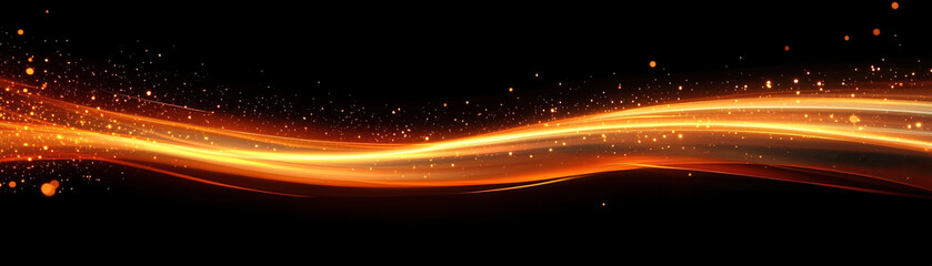 Poster - Dynamic flow of light trails abstract background digital art dark environment horizontal view energy concept
