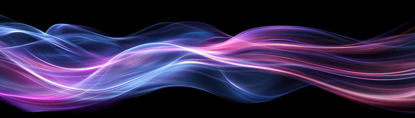 Poster - Dynamic light waves flowing in a digital space abstract art vibrant colors dark background contemporary viewpoint