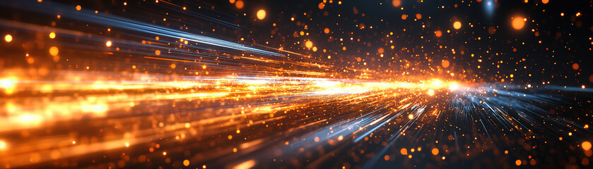 Poster - Dramatic light trails create stunning visual effects digital art abstract environment dynamic viewpoint