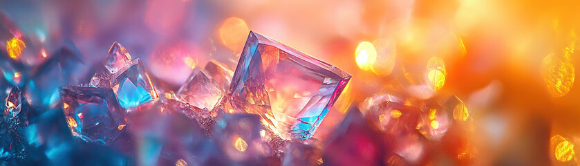 Poster - Vibrant crystal reflections abstract art colorful background artistic environment close-up view light and color concept