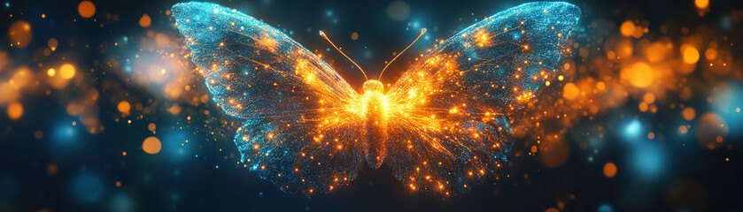 Poster - Vibrant butterfly art installation urban gallery digital artwork creative space aesthetic viewpoint nature concept