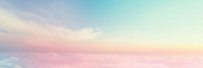 Poster - Soft pastel clouds against a vibrant sky at sunset captured from a high elevation. Generative AI