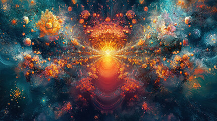 Poster - Cosmic explosion of colorful energy abstract universe digital art space vibrant conceptual exploration