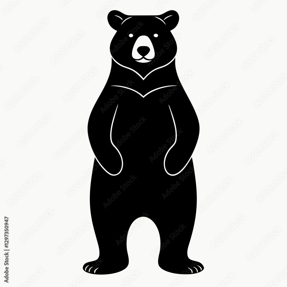 a black bear illustration standing upright with a welcoming presence ...