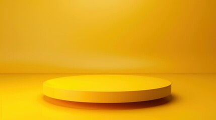 Poster - Showcase your product on a sleek 3D podium with a vibrant yellow geometric backdrop. Perfect for stunning presentations