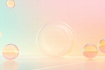 Leinwandbilder - Soft pastel bubbles float gently in light, creating a serene and whimsical atmosphere during a bright afternoon. Generative AI