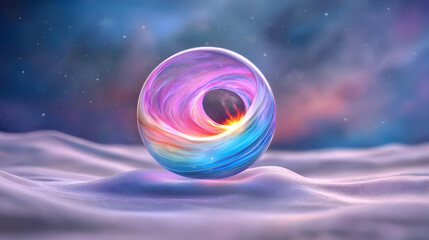 Wall Mural - cosmic orb on snowy landscape, fantasy art