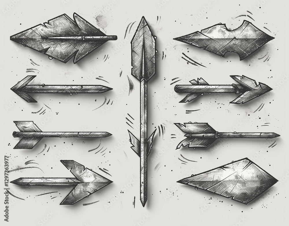 Simple Hand Drawn Arrows in Different Directions on White Background ...