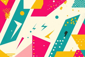 Fototapete - Vibrant geometric abstract art with bold colors and dynamic shapes created in modern style. Generative AI