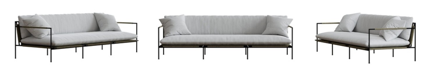 Poster - Sofa set isolated on transparent background. 3D render,
