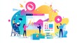 © Chantip - Branding strategy with logo design process flat design side view graphic design theme water color vivid.