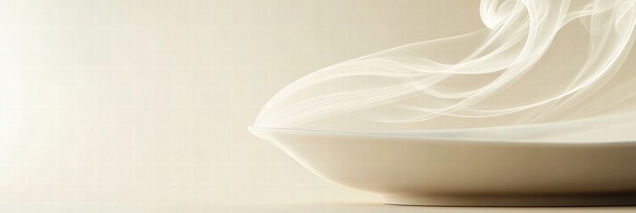 Poster - Steam rising from a hot dish showcasing culinary artistry in a minimalist setting. Generative AI