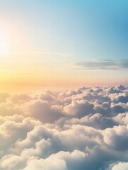 Poster - Bright sunrise over fluffy clouds in the sky during early morning hours. Generative AI