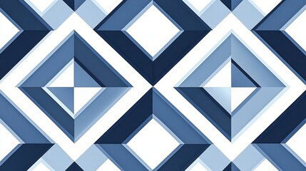 Poster - Geometric Pattern of Blue and White Squares and Diamonds Design