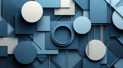 Poster - Abstract Geometric Design with Blue Shapes and Patterns