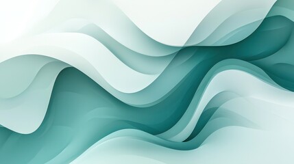 Poster - Elegant Abstract Waves in Soft Teal and White Background Design