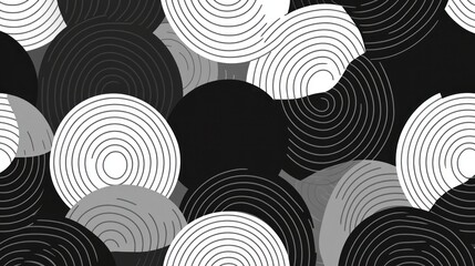 Poster - Abstract Pattern of Black and White Circular Shapes with Lines