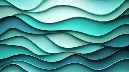 Poster - Smooth Waves of Turquoise Paper Texture Background Design